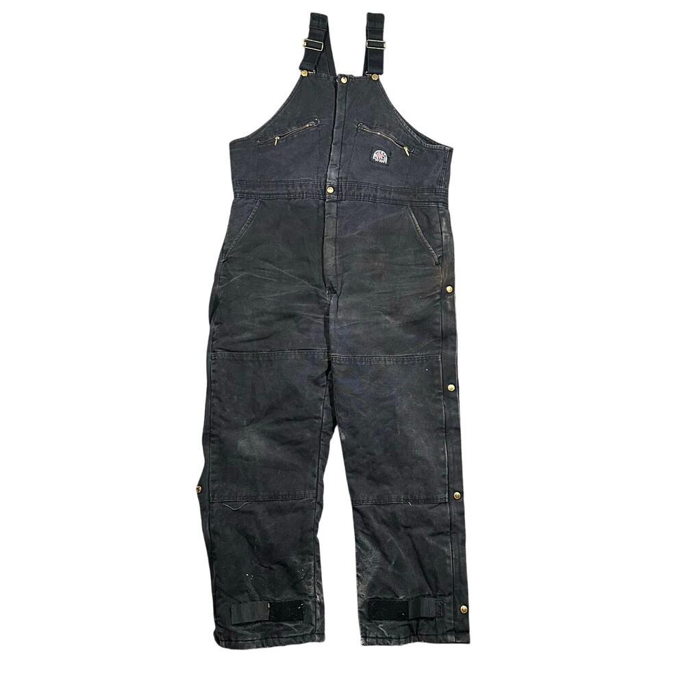 Vintage Polar King Key Canvas Bib Overalls Distressed Workwear Insulted 38x30